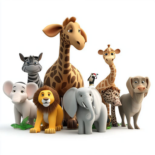 3D zoo in realistic style with flat white background