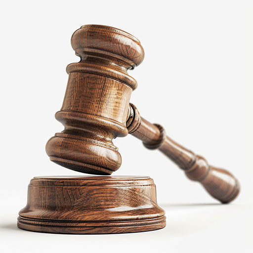 Court hammer clipart on white background with soft lighting