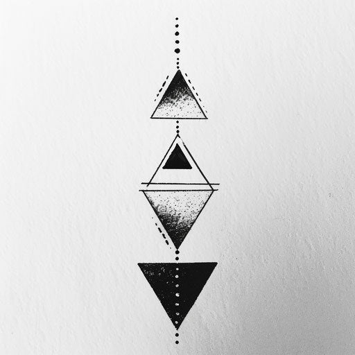 Three black dots in a triangle, minimalist tattoo