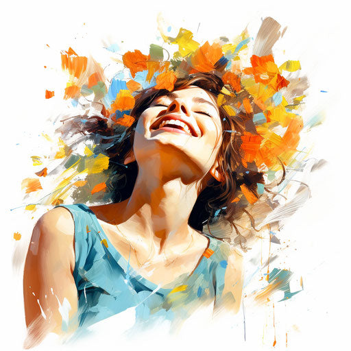 Happiness artwork in Oil painting style on white background