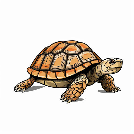 Turtle clip art in a minimalist style, on a white background