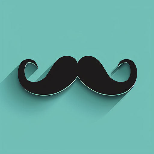Realistic mustache clipart on flat turquoise background