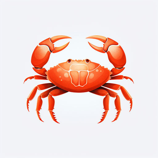 Crab illustration in Minimalist style, on white background