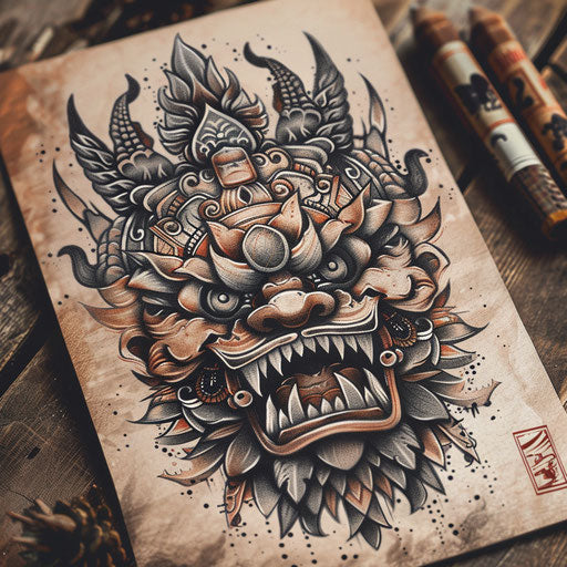 Vintage tattoo sketch of a Kalinga design with a retro vibe