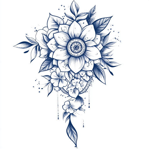 Elbow tattoo with mandala and floral combination