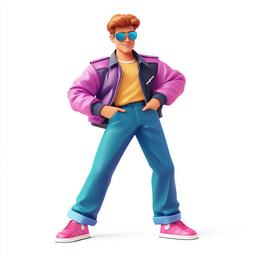 3D 80s in photo realistic style with an isolated clipart on flat white background