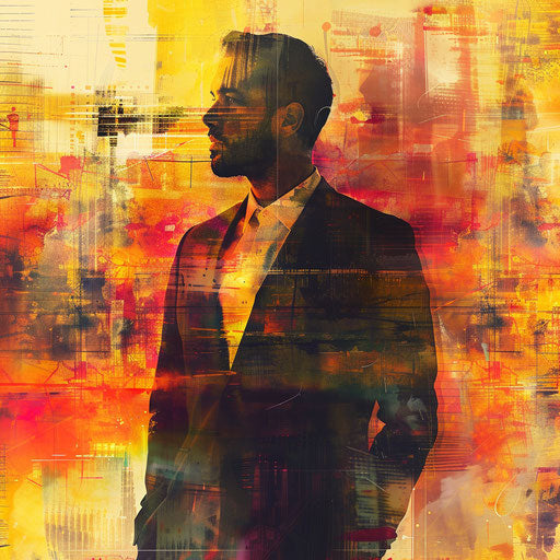 Businessman in an artistic abstract setting