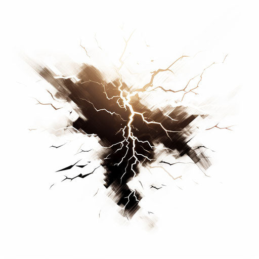 Lightning clipart in the style of Chiaroscuro Art, on white background