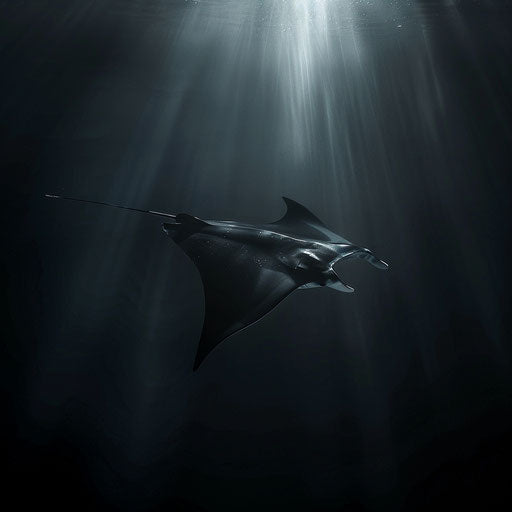Manta ray gliding effortlessly in the twilight zone