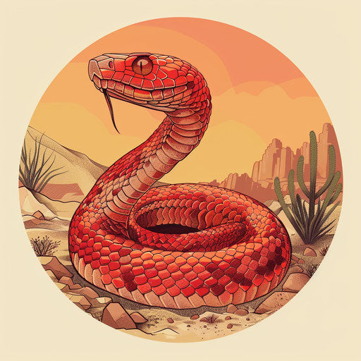 Exotic flat tattoo sketch of a red snake in a desert