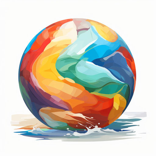 Beach ball clipart in the style of oil painting, on a white background