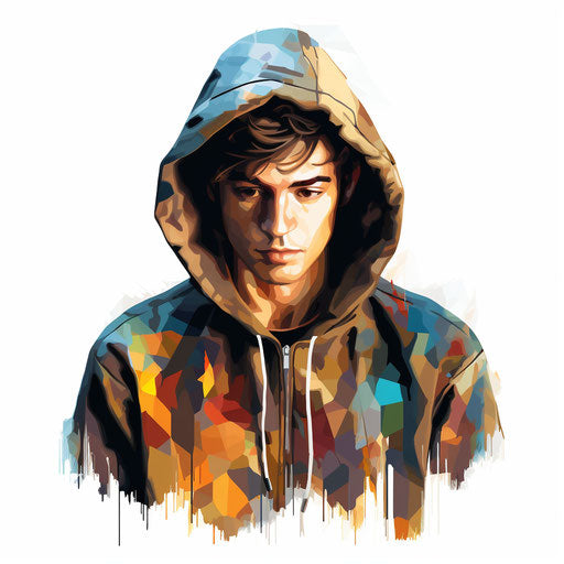 Hoodie in Impressionistic Art style on white background