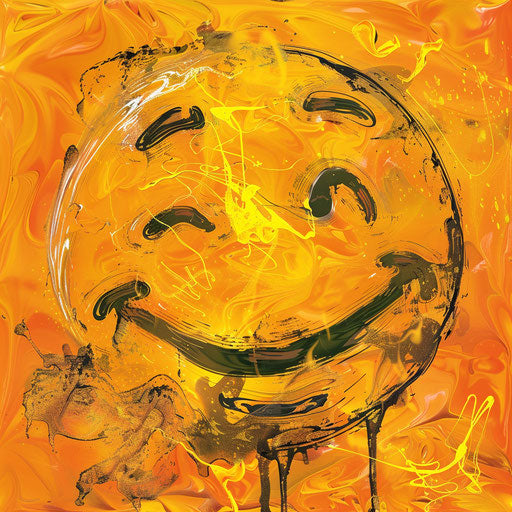 Yellow smiling face, old memecore style, exaggerated poses