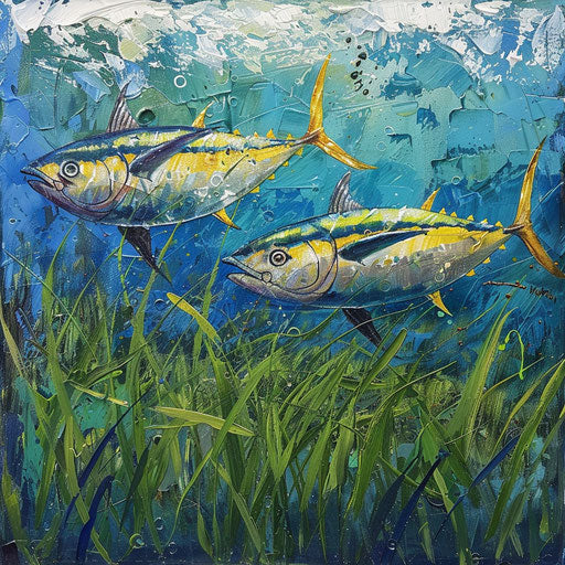 Yellowfin tuna in sea grass meadows
