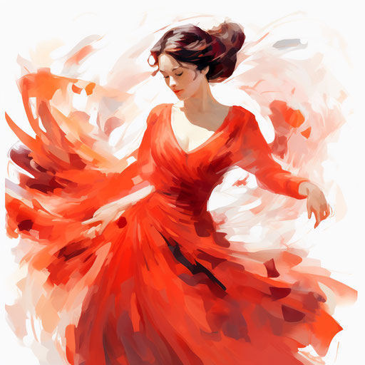 Red clipart in the style of Impressionistic Art, on white background