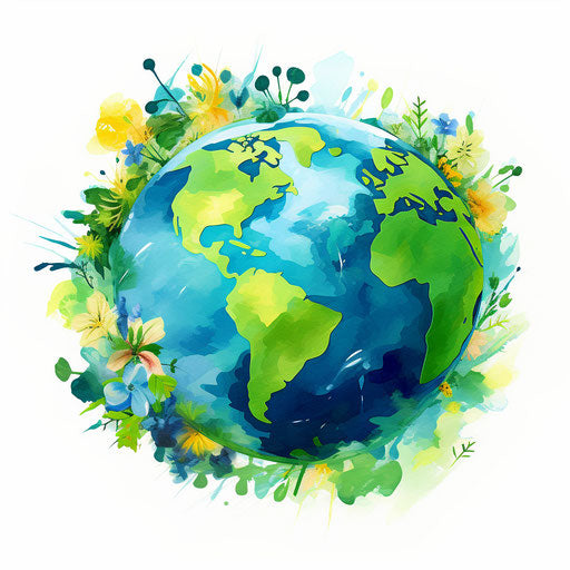 Earth Day clipart in the style of Impressionistic Art, on a white background