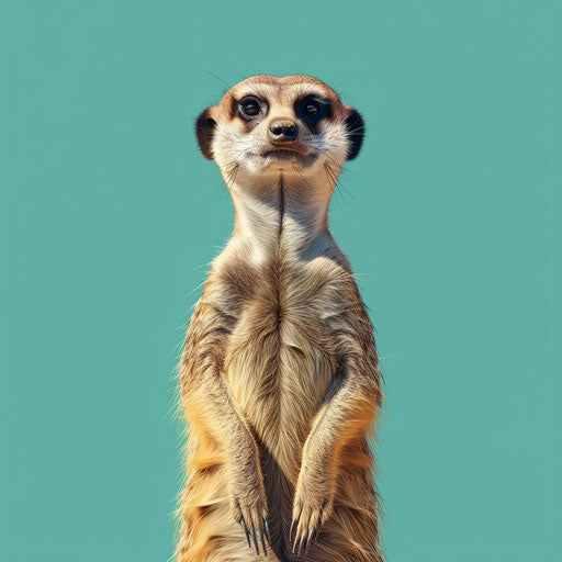 Realistic meerkat clipart on serene aqua background