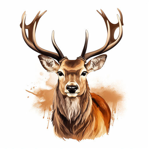 Illustration of a deer in the style of Chiaroscuro Art, on white background