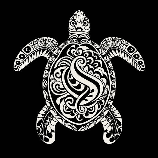 Black and white turtle design in sailor style
