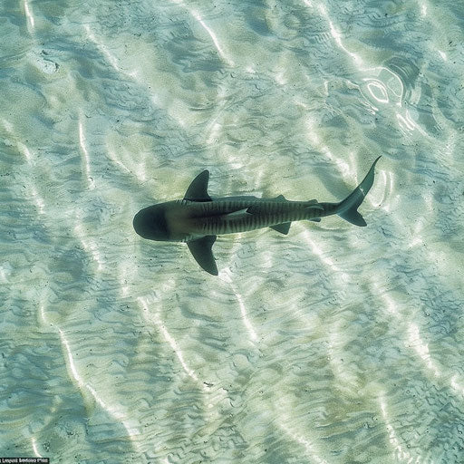 Zebra shark swimming in a shallow lagoon