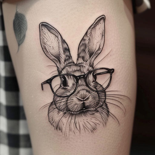 Comic drawing of a rabbit with oversized glasses