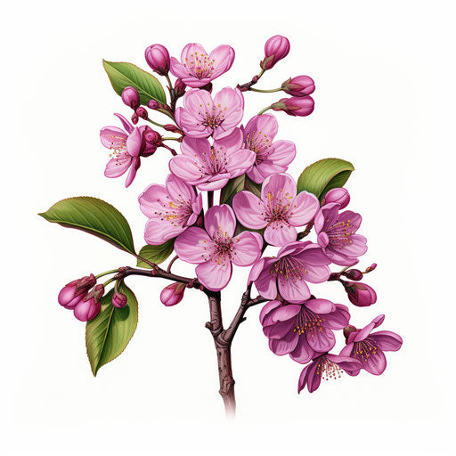 Stylized illustration of lilac branches on a white background