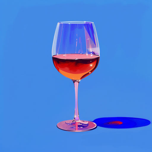 Realistic wine clipart shining on flat royal blue background