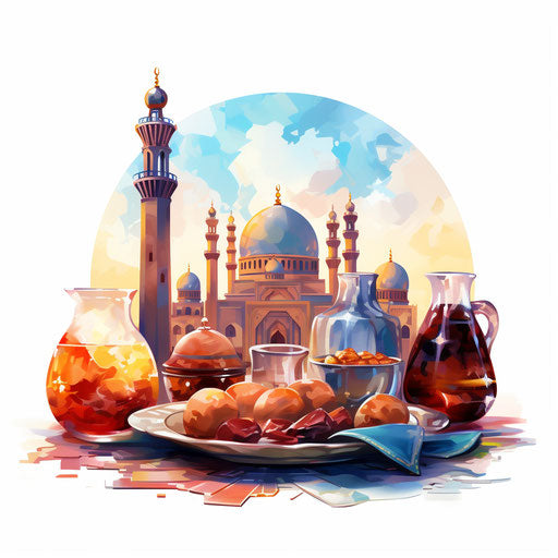Ramadan clipart in the style of Oil painting, on a white background