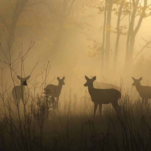 Foggy morning in the white-tailed deer habitat