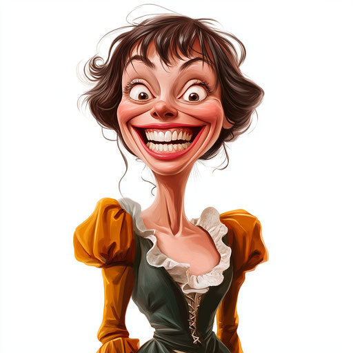 Humorous caricature of a Jane Austen clipart with human characteristics