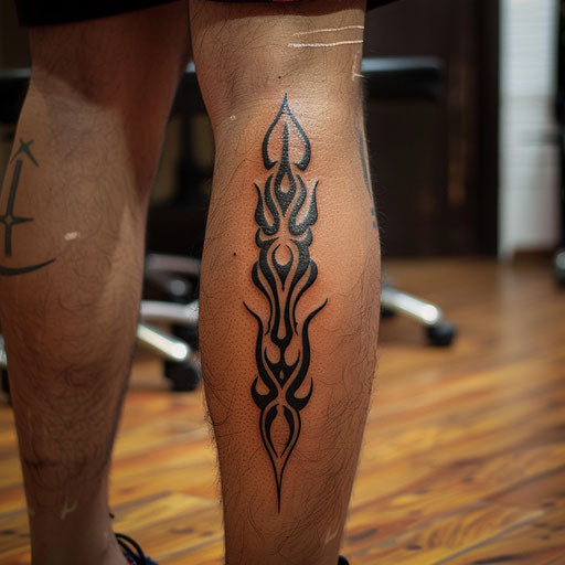 Meaningful tattoos for men with tribal flames on the leg
