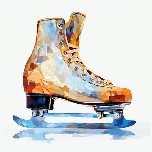 Ice skate illustration in the style of Oil painting, on a white background