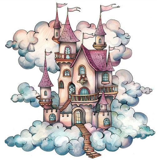 Fantasy castle in pastel clouds