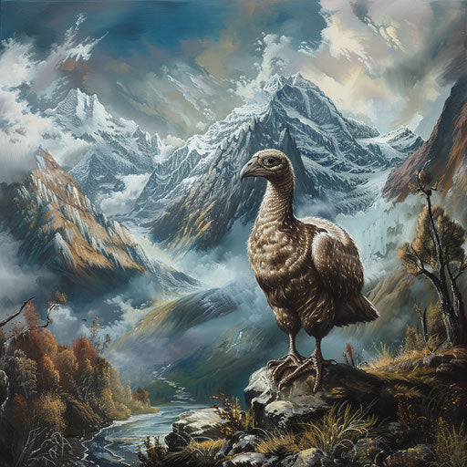 Dodo bird in a majestic mountain range