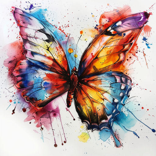 Colorful butterfly in watercolor on white background