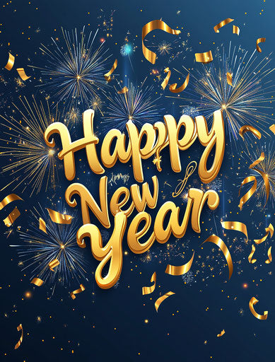 Happy New Year with beautiful fireworks