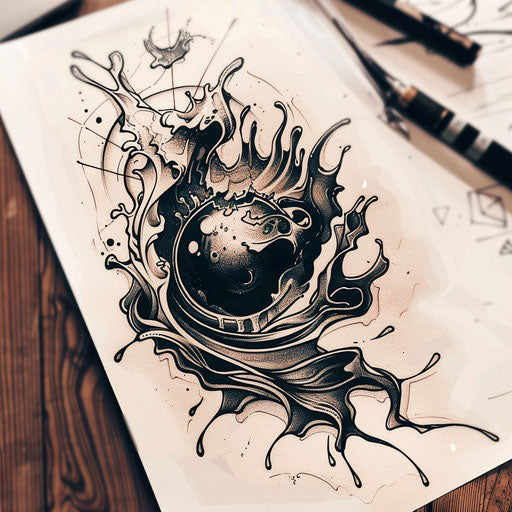 Dynamic black pearl with abstract waves