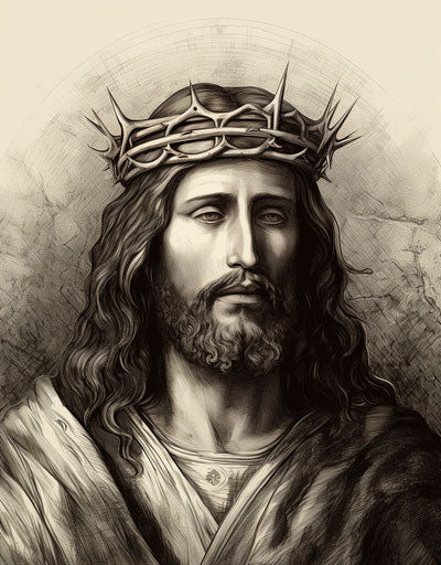 The king of kings with crown of thorns - detailed engraving