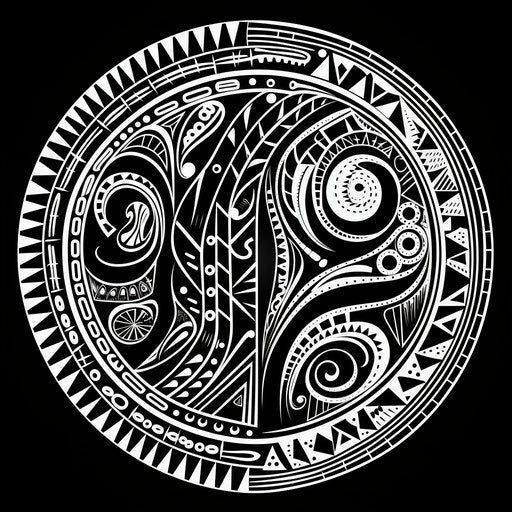 Hand-drawn tribal pattern in black and white