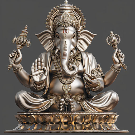 Realistic Ganesh on slate grey background