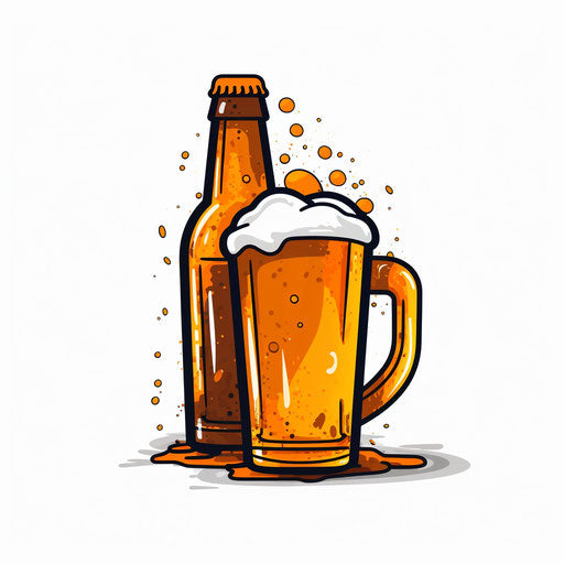 Minimalist style beer illustration on white background