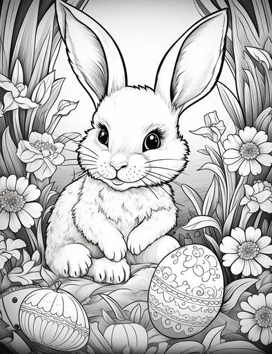 Easter bunny coloring pages, canon f-1 style, lively and energetic