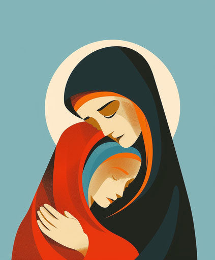 Couples embracing a man and woman on blue background in simplified shapes