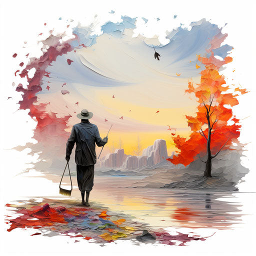 Goodbye in oil painting style on white background