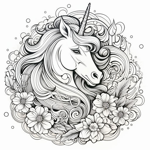 Dreamy unicorn coloring page