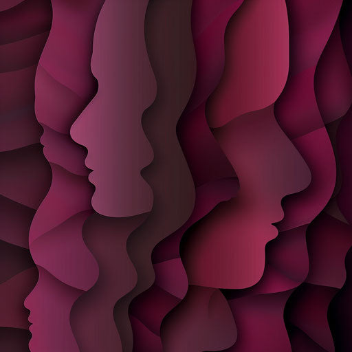 Flat maroon background showcasing diversity clipart realistically