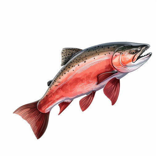 Salmon clipart in the style of Oil painting, on a white background