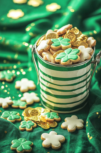 Festive Saint Patrick's Day celebration with green and white decor