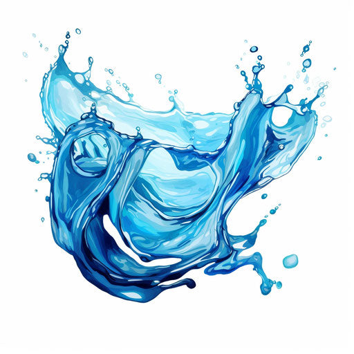 Water clipart in the style of oil painting, on white background