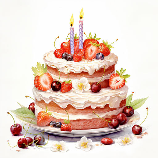 Birthday cake in Oil painting style